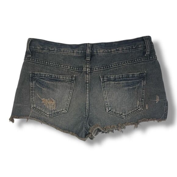 Free People Button Fly Black Distressed Shorts Size 27 - Picture 4 of 6